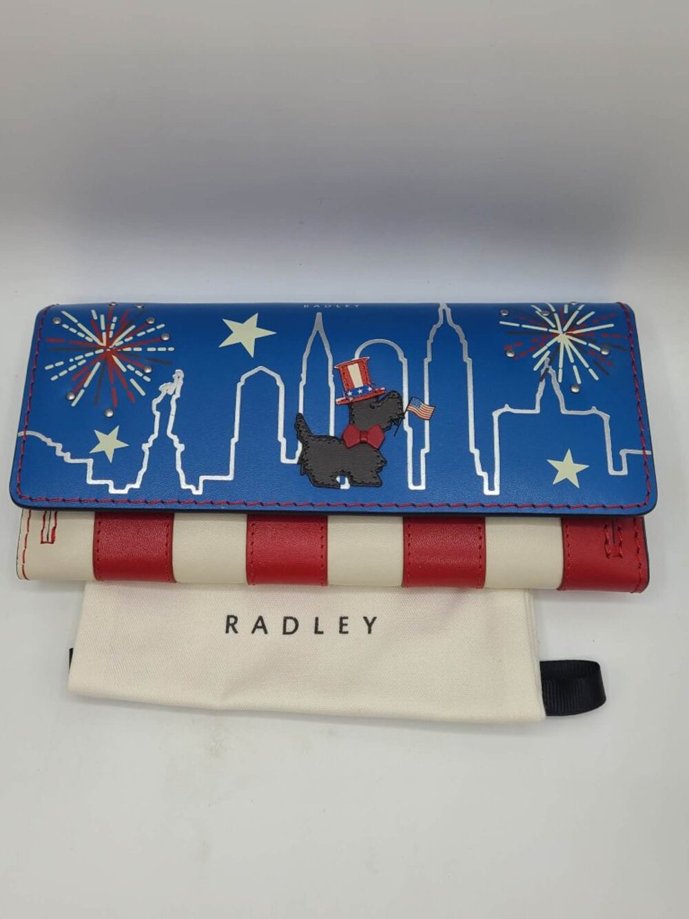 Radley London Fireworks and Striped Leather Flapover Wallet NWT LTD